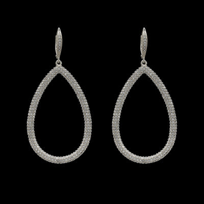 Silver Pave Pear Drop Earring