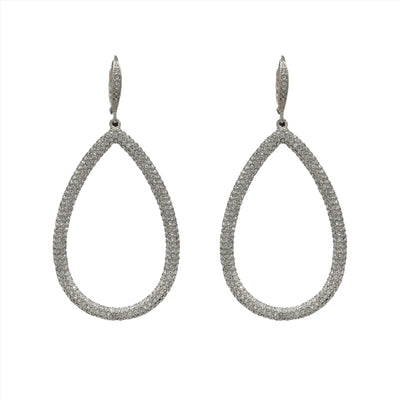 Silver Pave Pear Drop Earring