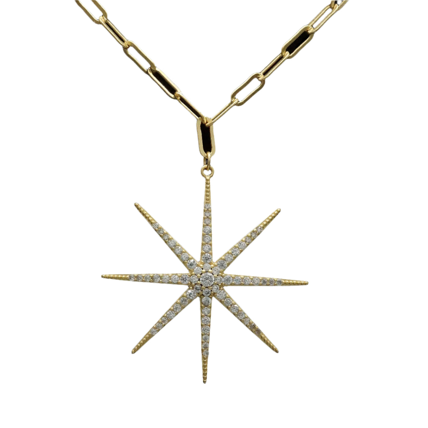 16" Gold Pave Star pendant Necklace