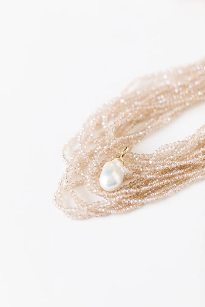 14-Strand Champagne Crystal Necklace