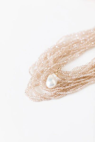 14-Strand Champagne Crystal Necklace