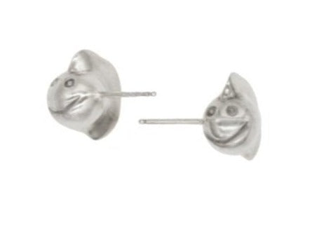 Poppy Face Stud Earrings Sterling Silver