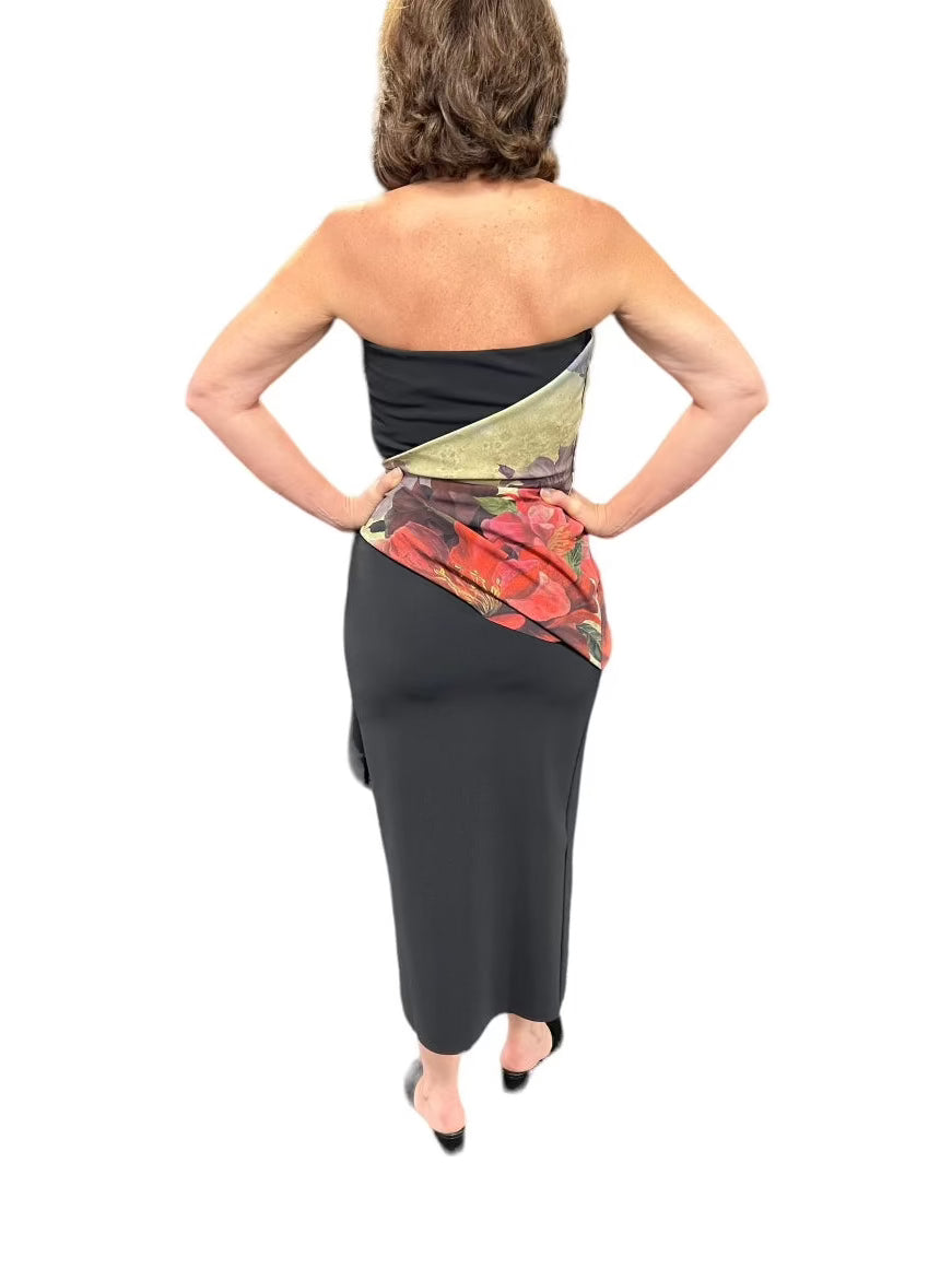 Airi Print Midi Dress - Nero/Big Lily