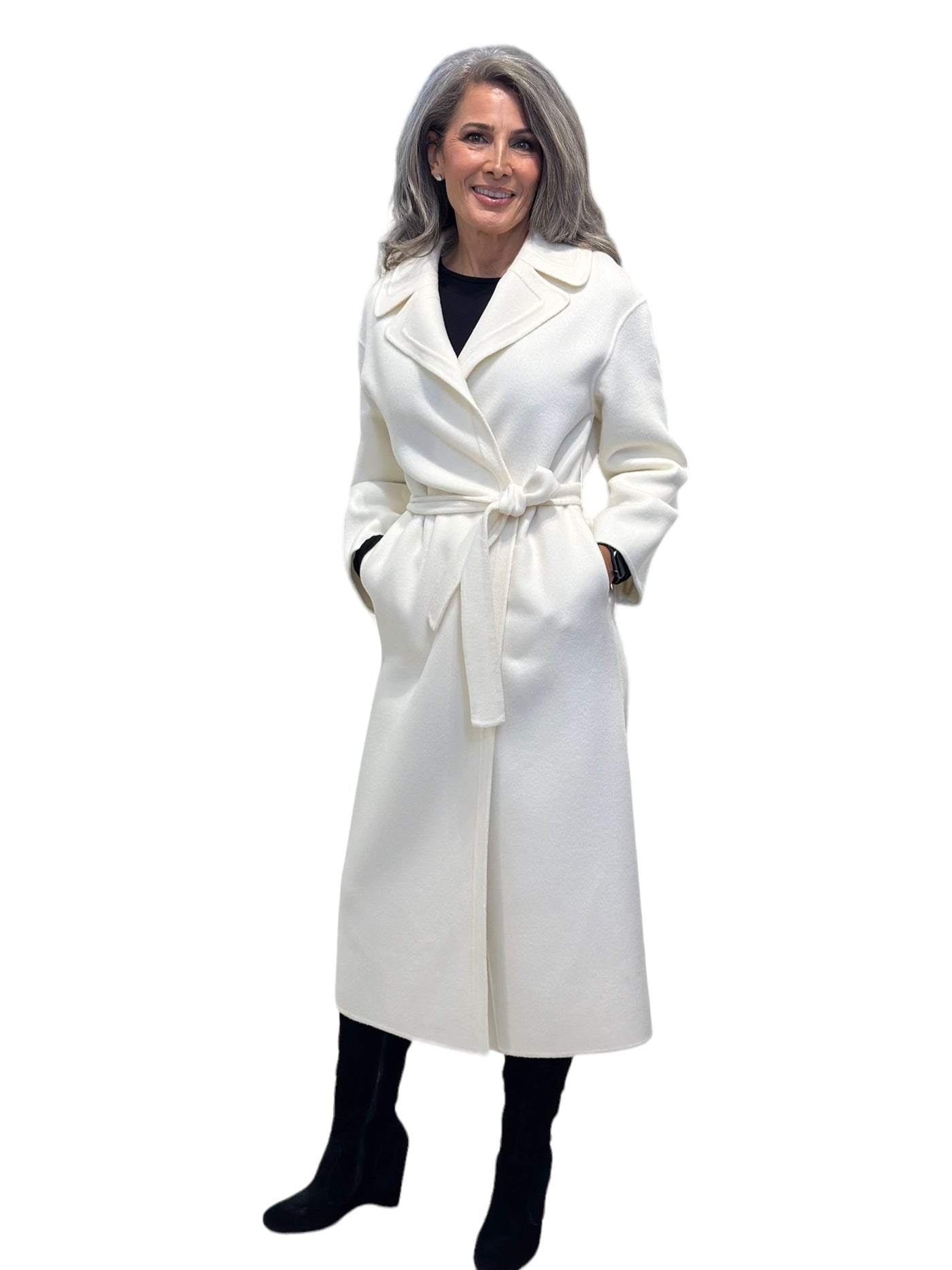 Single Breasted Wool Blend Trench - Ivory
