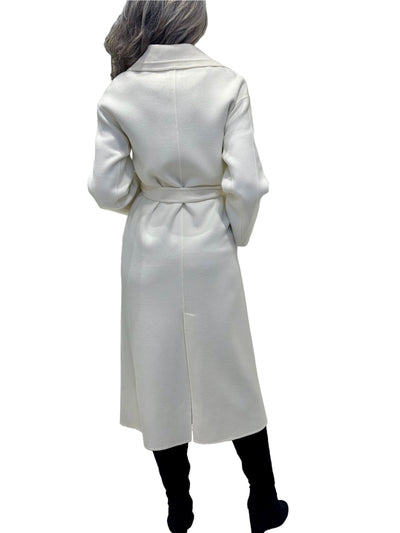 Single Breasted Wool Blend Trench in Ivory