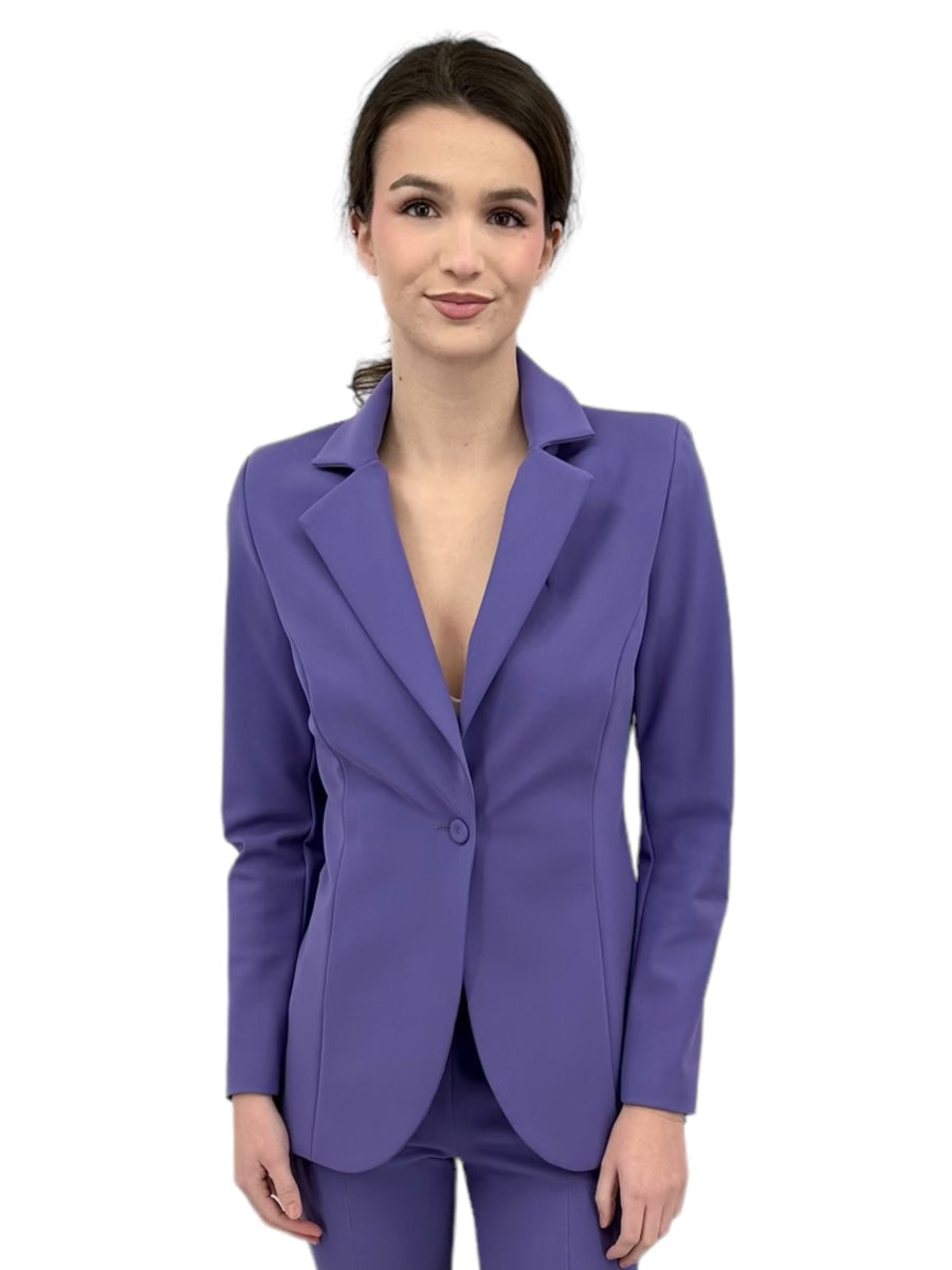 Lua Button Blazer in Dark Lavender