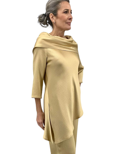 Hammered Satin Tunic in Gold