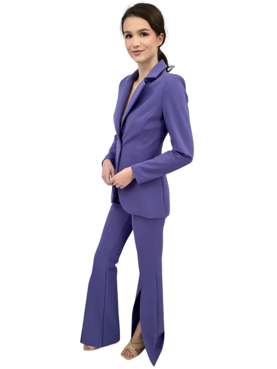 Lua Button Blazer in Dark Lavender