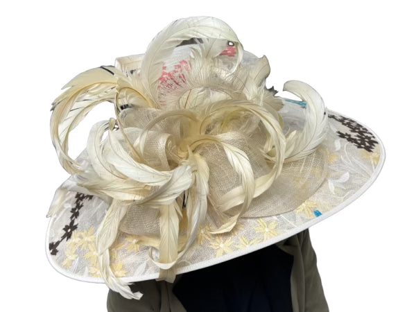 Large Brim Embroidered Straw