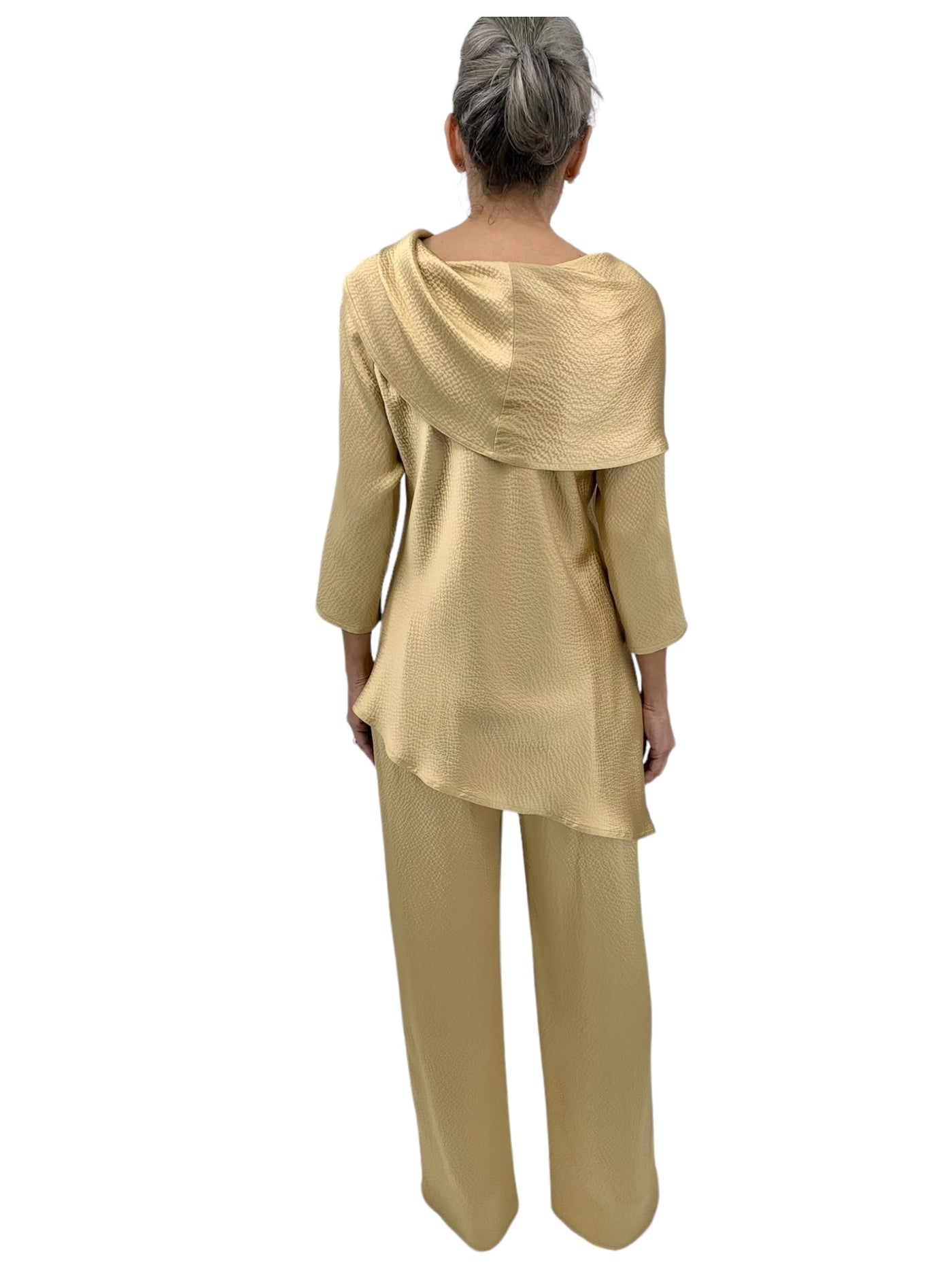 Hammered Satin Tunic in Gold