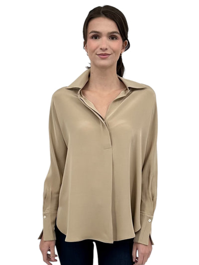 Crepe Half Button Blouse in Irish Cream