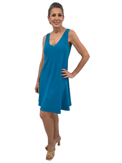 Reversible V-Neck Dress in Jade/Tourmaline