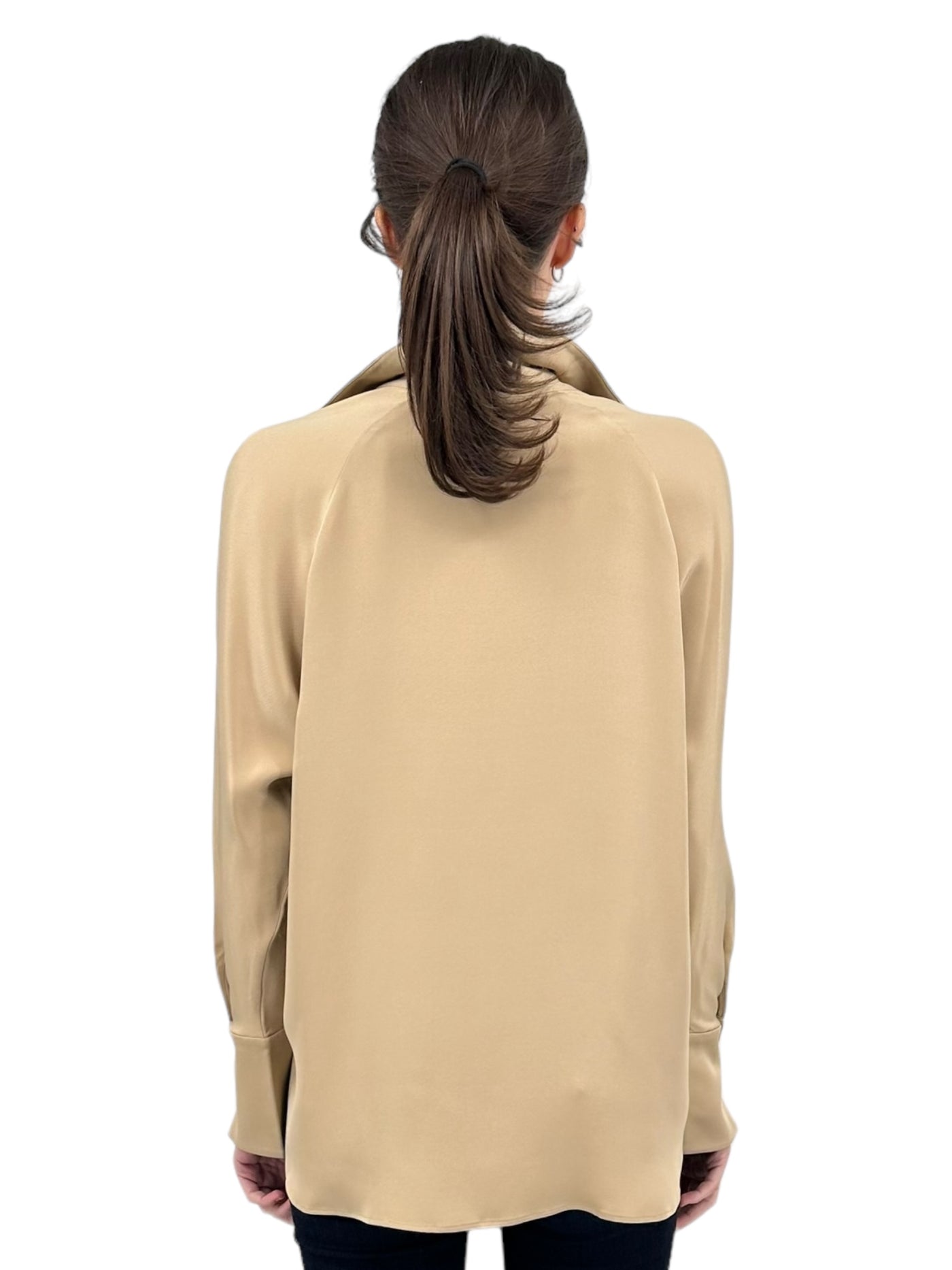 Crepe Half Button Blouse in Irish Cream