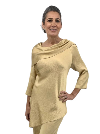 Hammered Satin Tunic in Gold