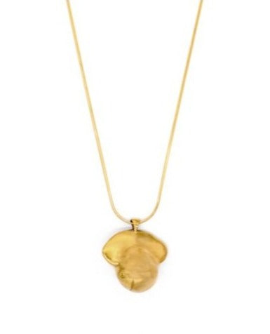 Poppy Face Necklace 18K Yellow Gold Over Bronze And Brass