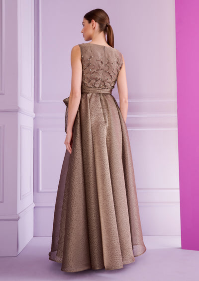 Poster Rivet Organza Ball Gown in Taupe