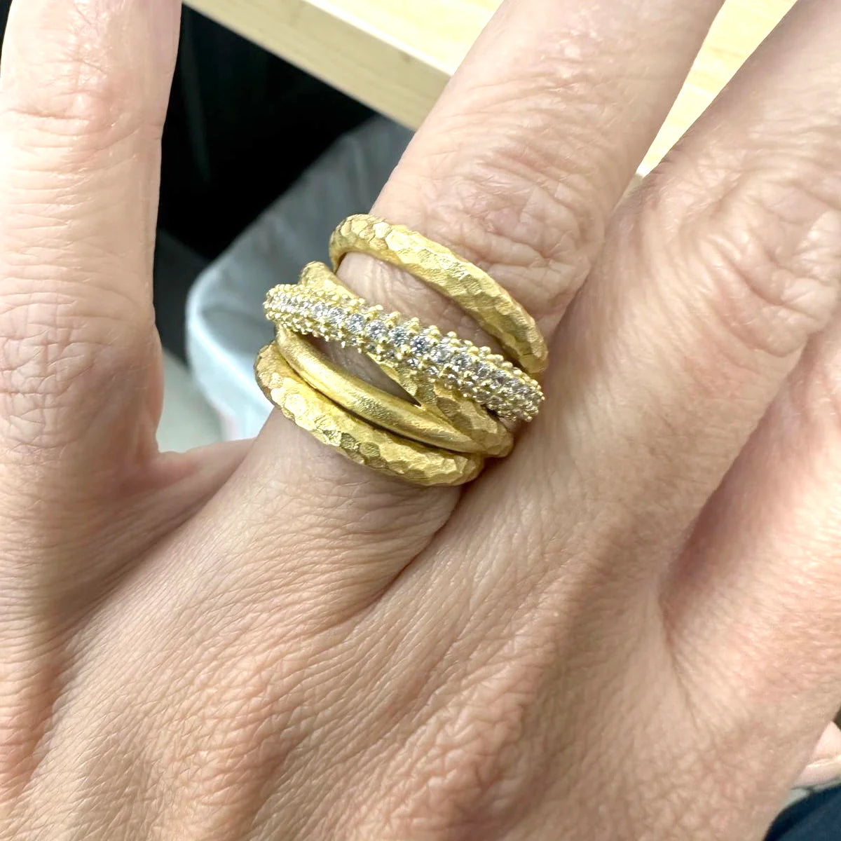 Gold Almora Layered Band Ring