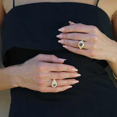 Gold Scalloped Poppy Coin Ring