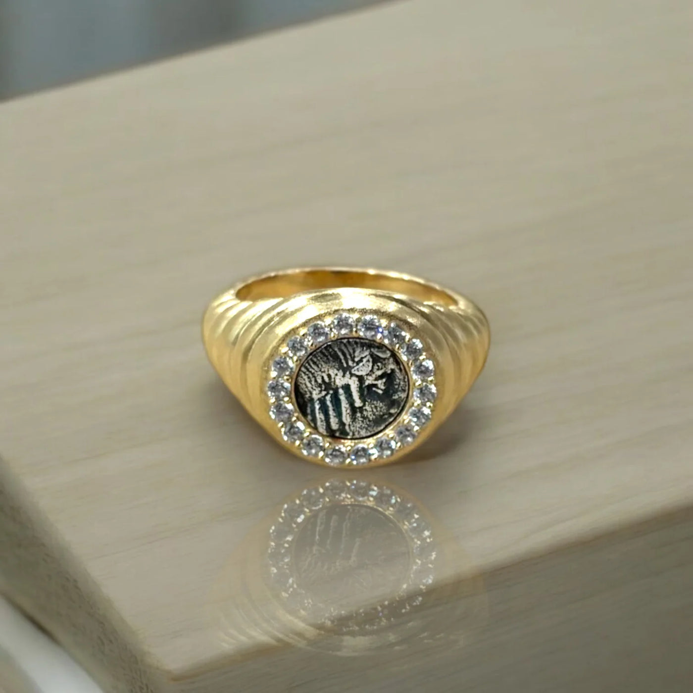 Gold Scalloped Poppy Coin Ring