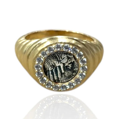 Gold Scalloped Poppy Coin Ring