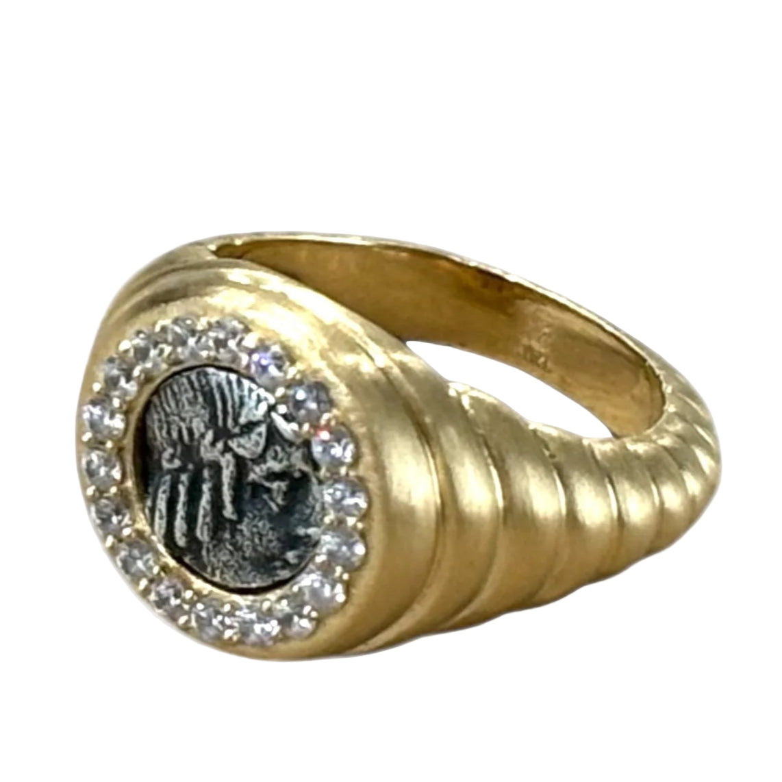 Gold Scalloped Poppy Coin Ring