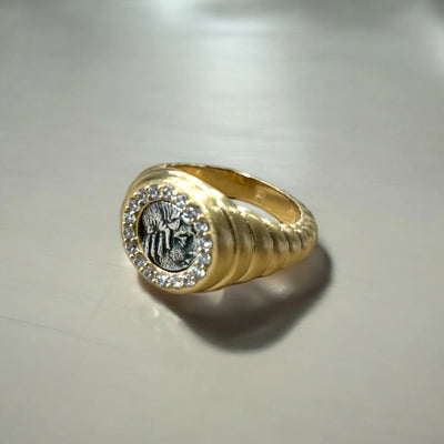 Gold Scalloped Poppy Coin Ring