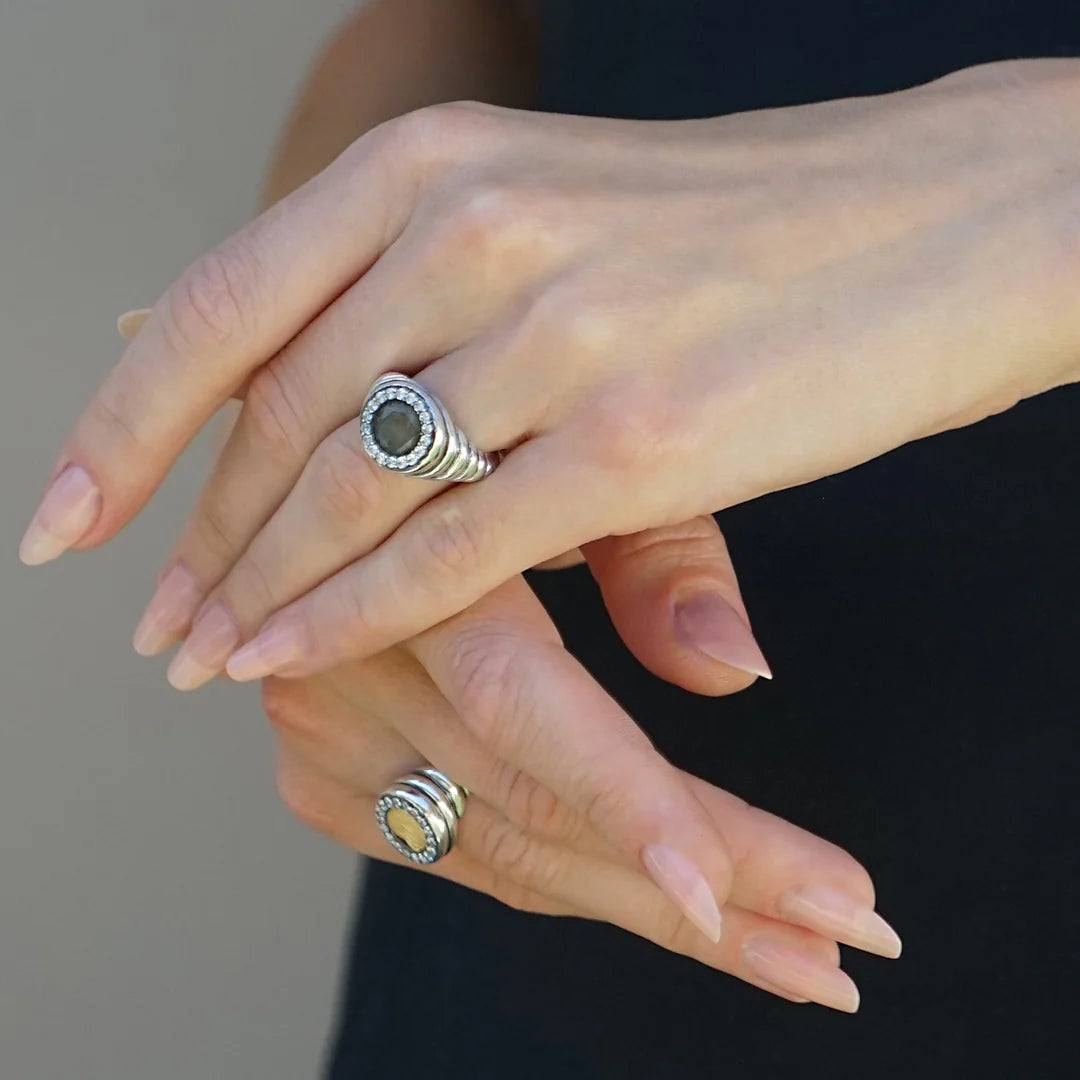 Vintage Silver Scalloped Poppy Coin Ring