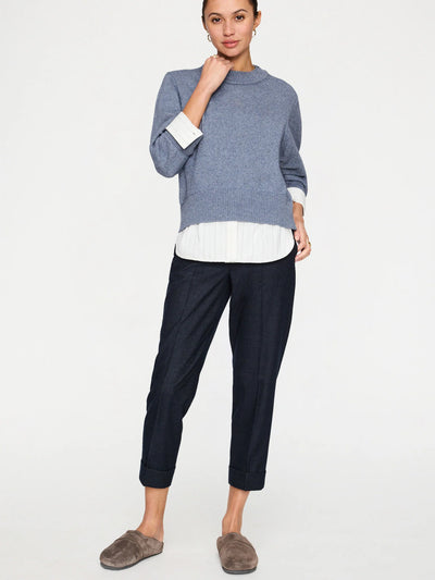 Raya Ruched Crew - Slate Blue