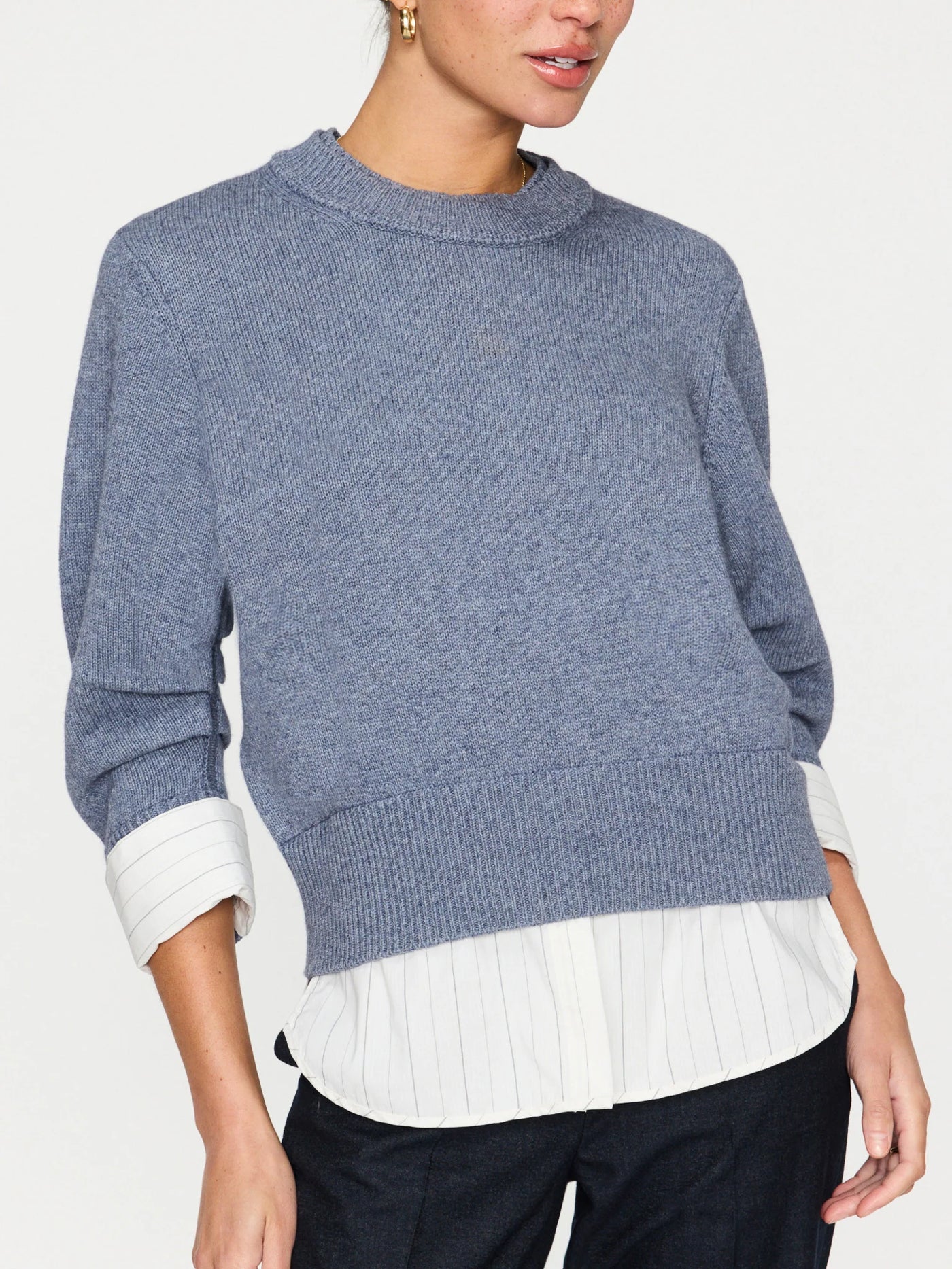 Raya Ruched Crew - Slate Blue