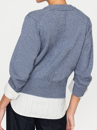 Raya Ruched Crew - Slate Blue