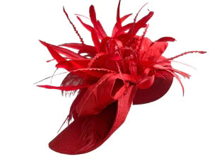 Large Straw Derby Hat in Red