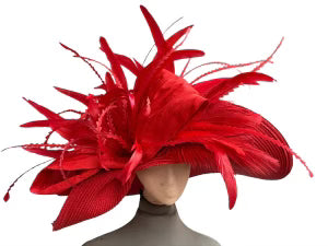 Large Straw Derby Hat in Red