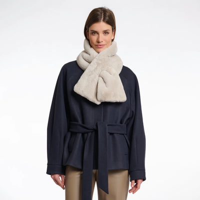 Stip Faux Fur Scarf Beige