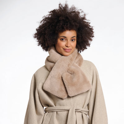 Stip Faux Fur Scarf Oat