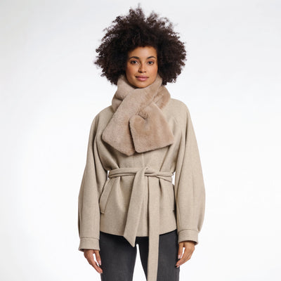 Stip Faux Fur Scarf Oat