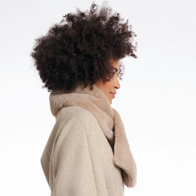 Stip Faux Fur Scarf Oat