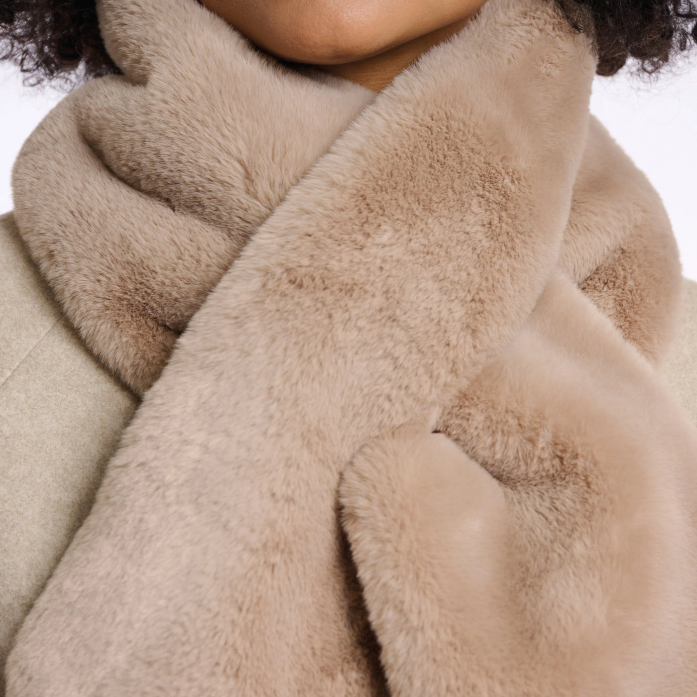 Stip Faux Fur Scarf Oat