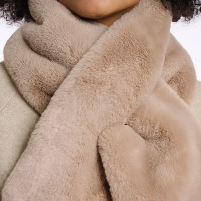 Stip Faux Fur Scarf Oat