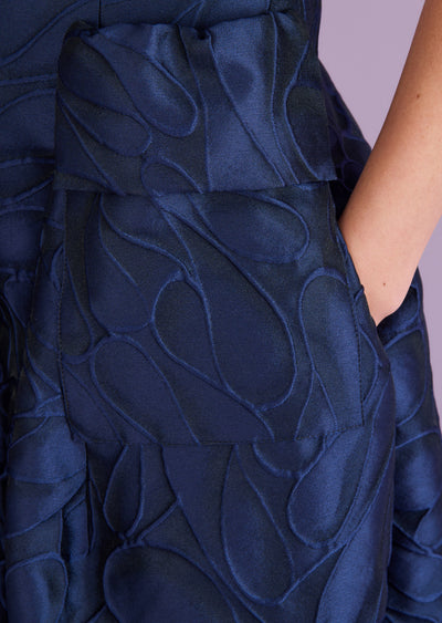 Honeydrop Jacquard Rondo Gown in Royal Navy Blue