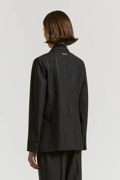 Lurex and Stretch Wool Blazer in Dark sapphire grey
