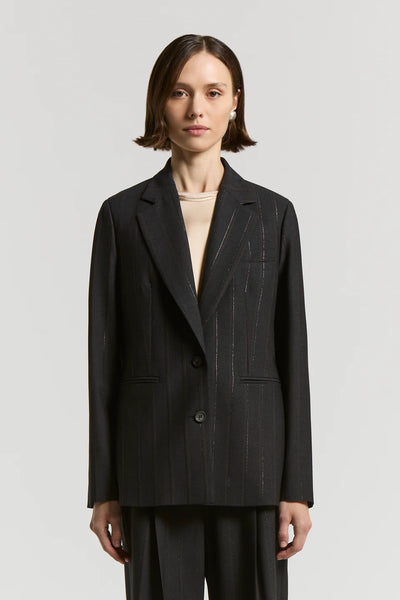 Lurex and Stretch Wool Blazer in Dark sapphire grey