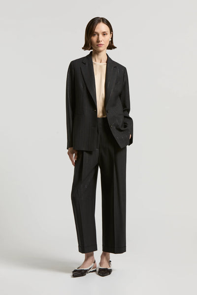 Lurex and Stretch Wool Blazer in Dark sapphire grey