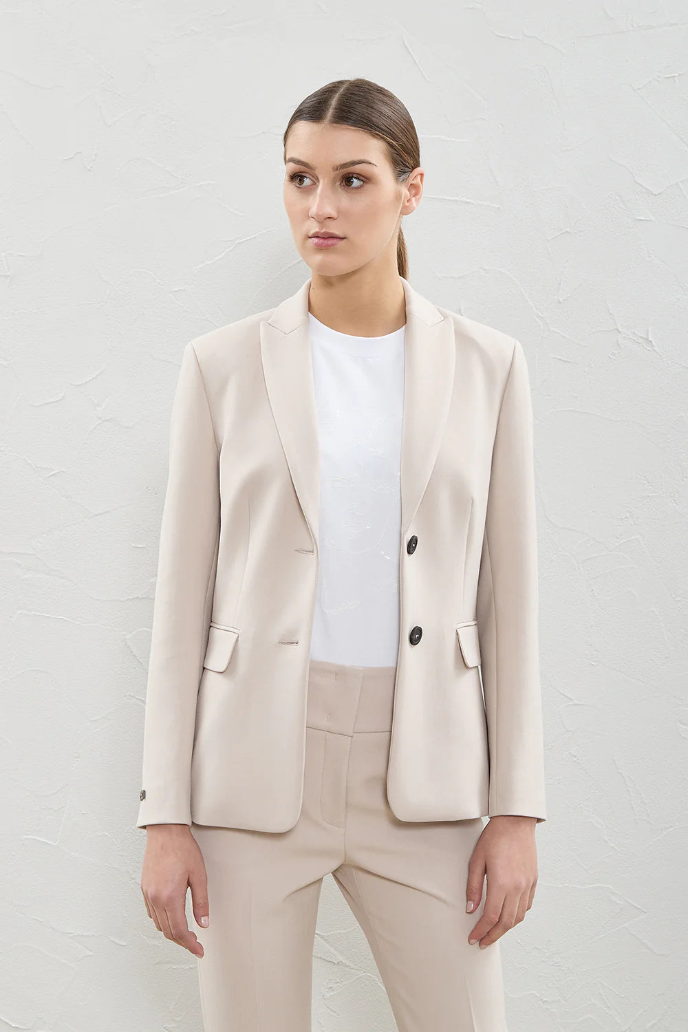 Compact Canvas Blazer in Marble Dust