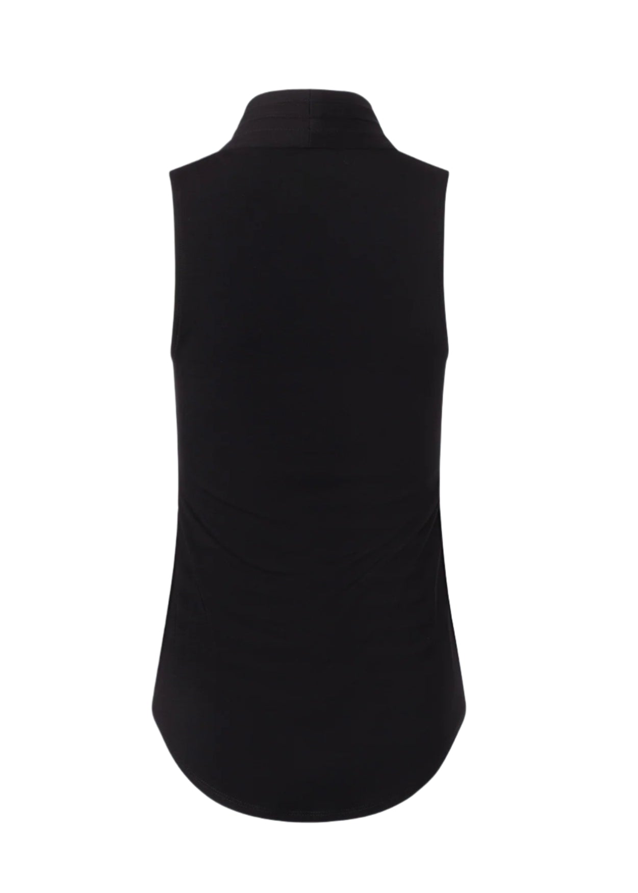 Matte Jersey Sleeveless Pleated V-Neck Top in Black