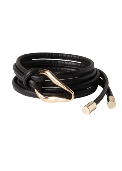 Wrap Cord Belt w/ Organic Buckle in Black
