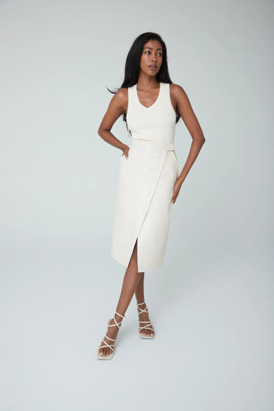 Pencil Skirt With Front Vent in Bone