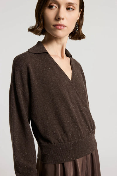 Tricot Viscose-Blend Twill Dress in Ebony Brown