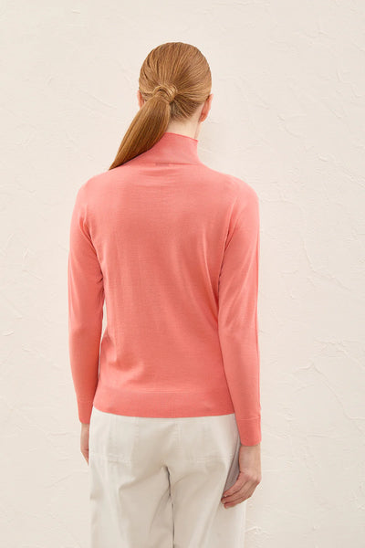 Pure Fine Wool Sweater - Coral