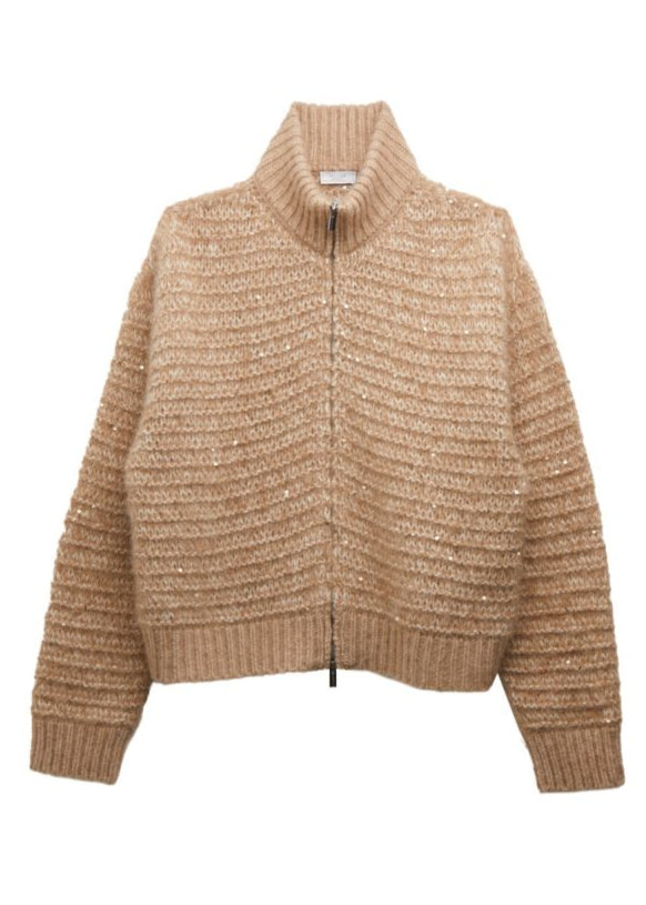 Knitted Jacket in Amber Beige