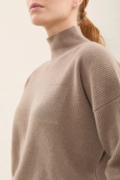 Wool, silk and cashmere sweater with high collar - Cnidus Stone
